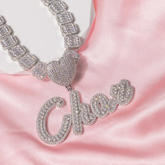 Name Jewelry ins Necklace Iced Out Hip Hop CZ Gold Plated Letter Pendant Heart Hook Fashion Style Custom Chain Women Necklace