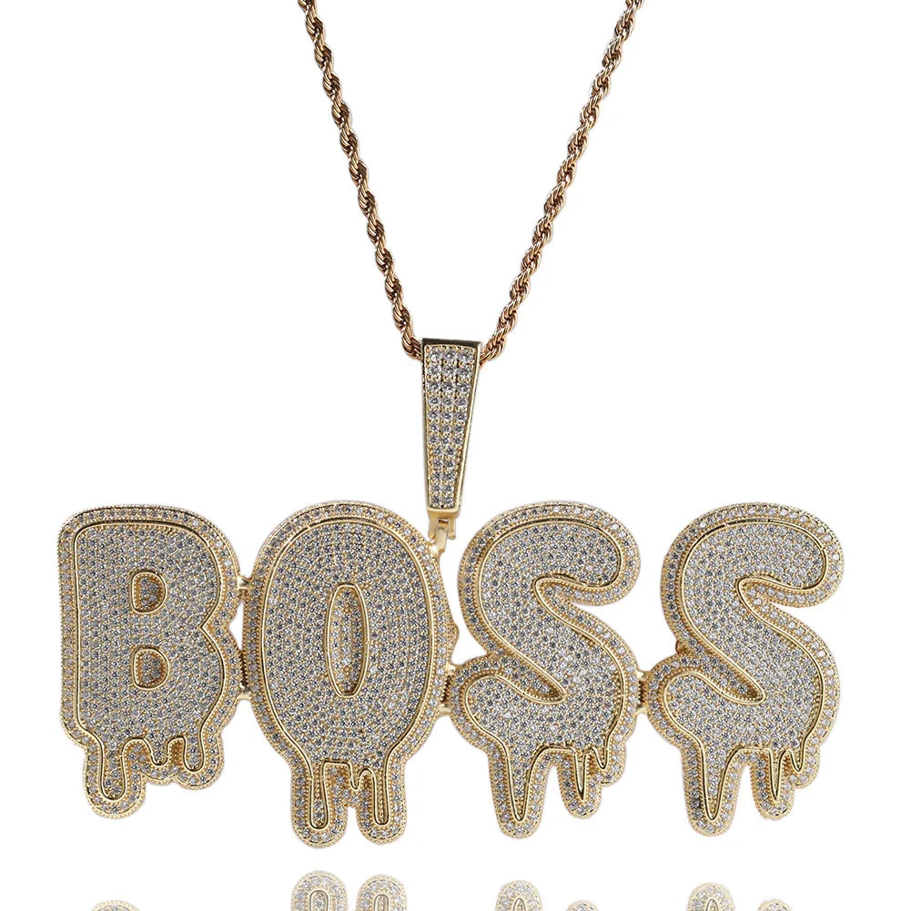 Personalized Water Drop Initial Letter Pendant Necklace Iced Out Big Size Custom Name Pendant Necklace