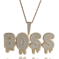 Personalized Water Drop Initial Letter Pendant Necklace Iced Out Big Size Custom Name Pendant Necklace