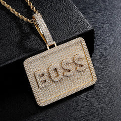 TOP ICY 6mm big size rectangle name plate necklace customized letters initial Boss custom men unique DIY hip hop jewelry