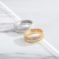 Fashion Jewelry Baguette Ring Silver Gold Color Iced Out Micro Paved AAA CZ Hip Hop Ring Bling Gold Plating Rapper Jewelry