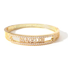 Custom Jewelry 26 Alphabet Initial Letters bracelets & bangles Moving Letter DIY Gold Name Bangle