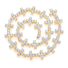 5mm Stone Cross Tennis Necklace Iced Out Diamond Necklace 18K Gold Plated 5A CZ Hip Hop Jewelry Necklace for Women