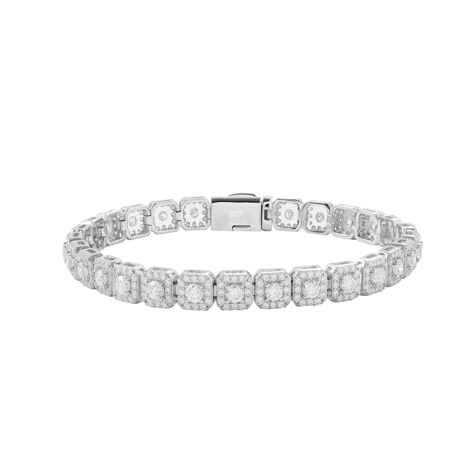 Exquisite 6mm VVS D Moissanite Blingbling Square Diamond Bracelet 925 Sterling Silver Tennis Chain Jewelry