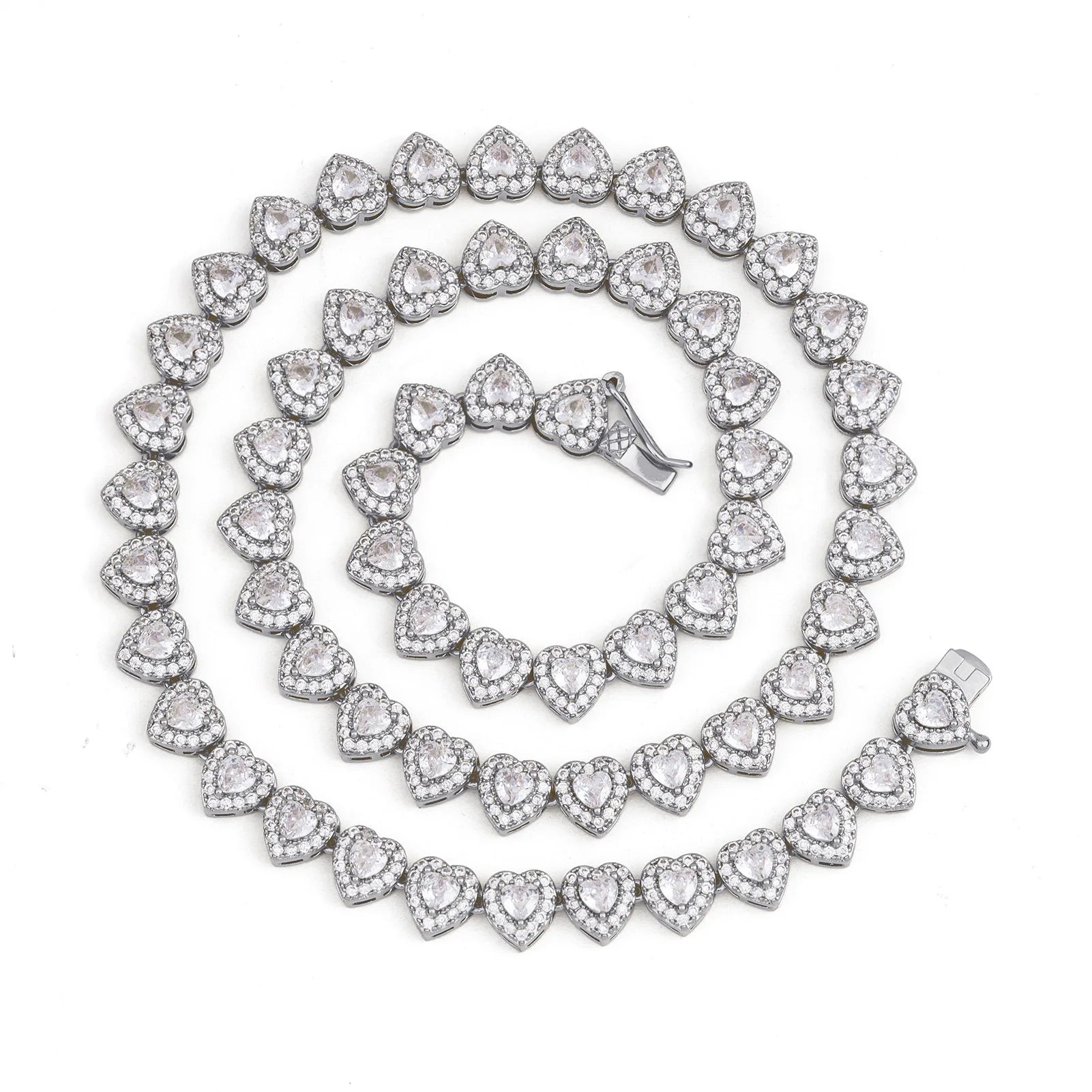 Top Icy Hip Hop Heart Shape Cubic Zircon Tennis Chain Fashion Zircon Jewelry Tennis Chain Necklaces with 18K Gold Plated Women