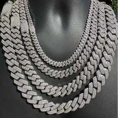 Hip Hop Fashion Brass Link Cuban Chain With 14K 18K Iced Out 5A Zircon 6mm-18mm Moissanite Cuban Bracelet Necklace Jewelry