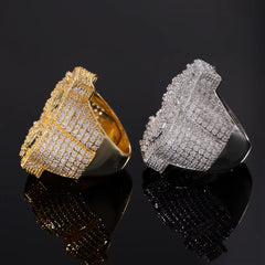 Ice Stone New Hip Hop Men’s Gold Plated Dollar Sign Ring