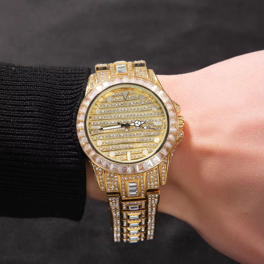 Ice Stone Trend Luxury Iced Out Rainbow Baguette Watch