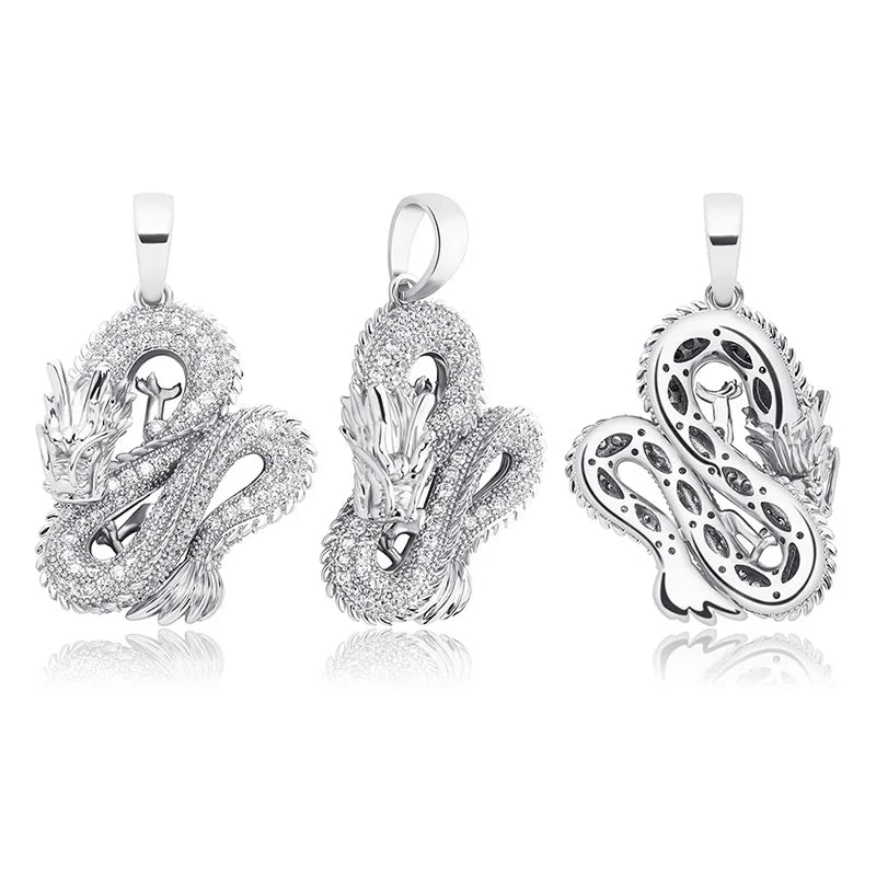 TOP ICY jewelry iced out CZ dragon diamond pendant Cultural Chinese Dragon Pendant Necklace hip hop urban jewelry