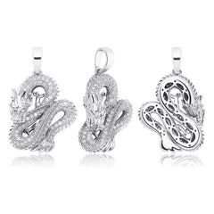 TOP ICY jewelry iced out CZ dragon diamond pendant Cultural Chinese Dragon Pendant Necklace hip hop urban jewelry