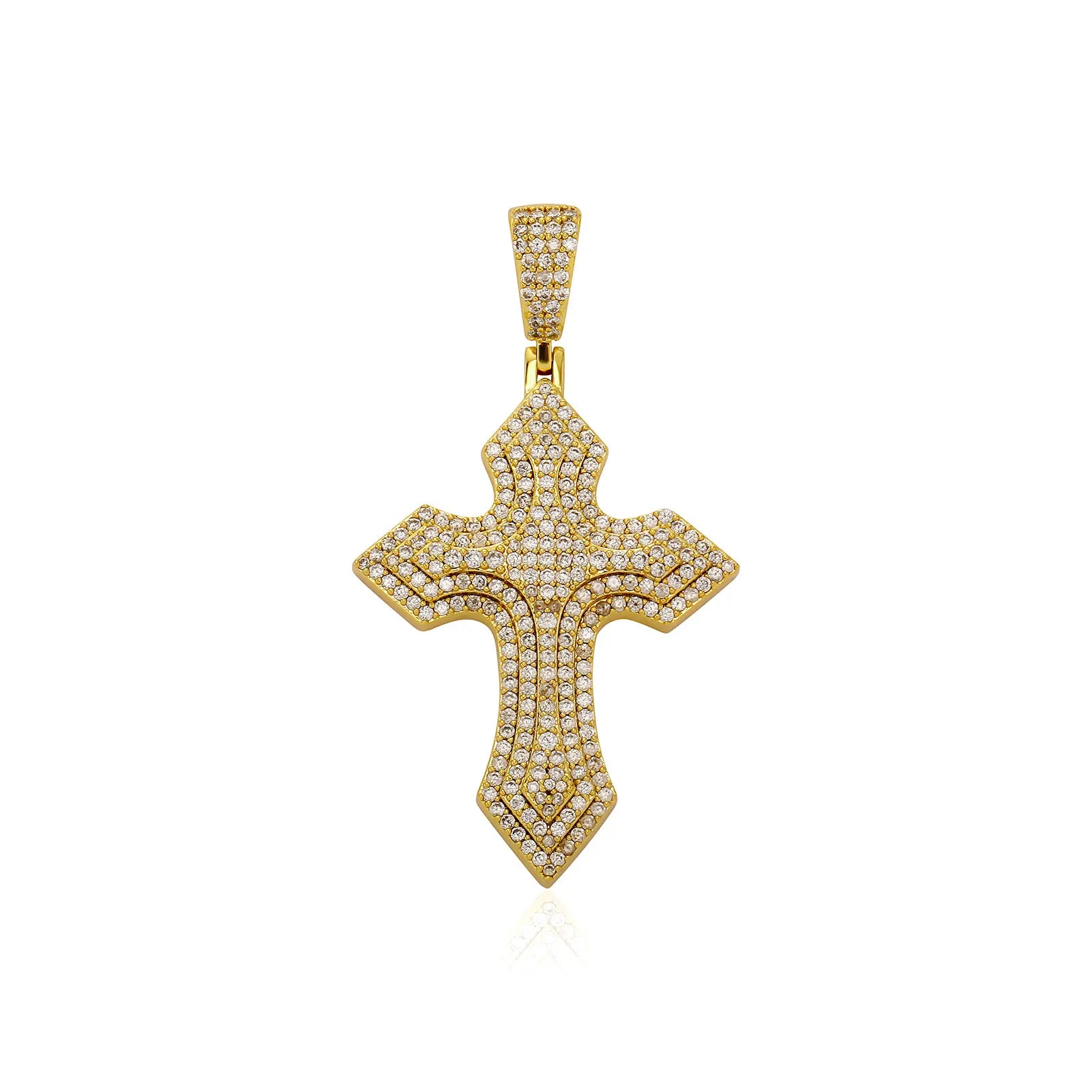 Fashion Design Cross Pendant Necklace 18K Gold Rhodium Plating 5A Zircon Pendant Jewelry Hip Hop Cross Pendant