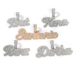 street women iced out Baguette necklace custom name unique design three layers CZ hip hop personalized letter necklace jewelry