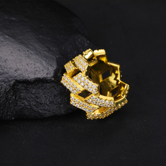 Ice Stone Punk Cuban Link Moissanite Silver Ring