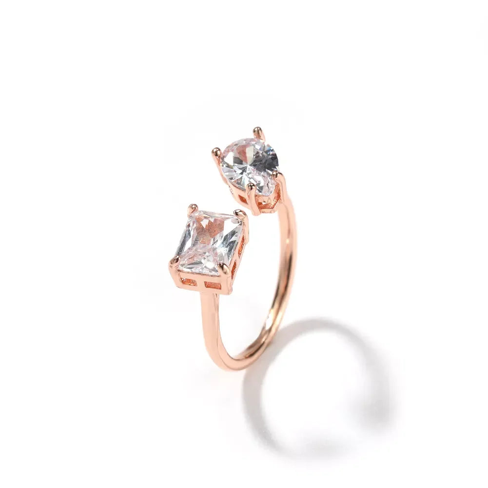 INS HOT Iced Out Baguette Rectangle CZ Ring Resizable 5A zircon 925 silver women hip hop party ring water drop ring