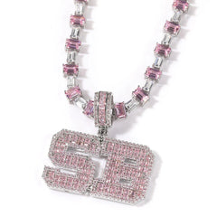 Ice Stone Pink Letter Pendant for Women