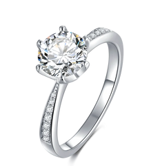 D Color  VVS 1.5ct Iced Out Jewelry Round Cut Moissanite Engagement Diamond Rings Jewelry for Women