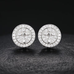 Iced Out Circle Shape VVS Moissanite Cross Stud Earrings 925 Sterling Silver Luxury Pass Diamond Tester Earrings