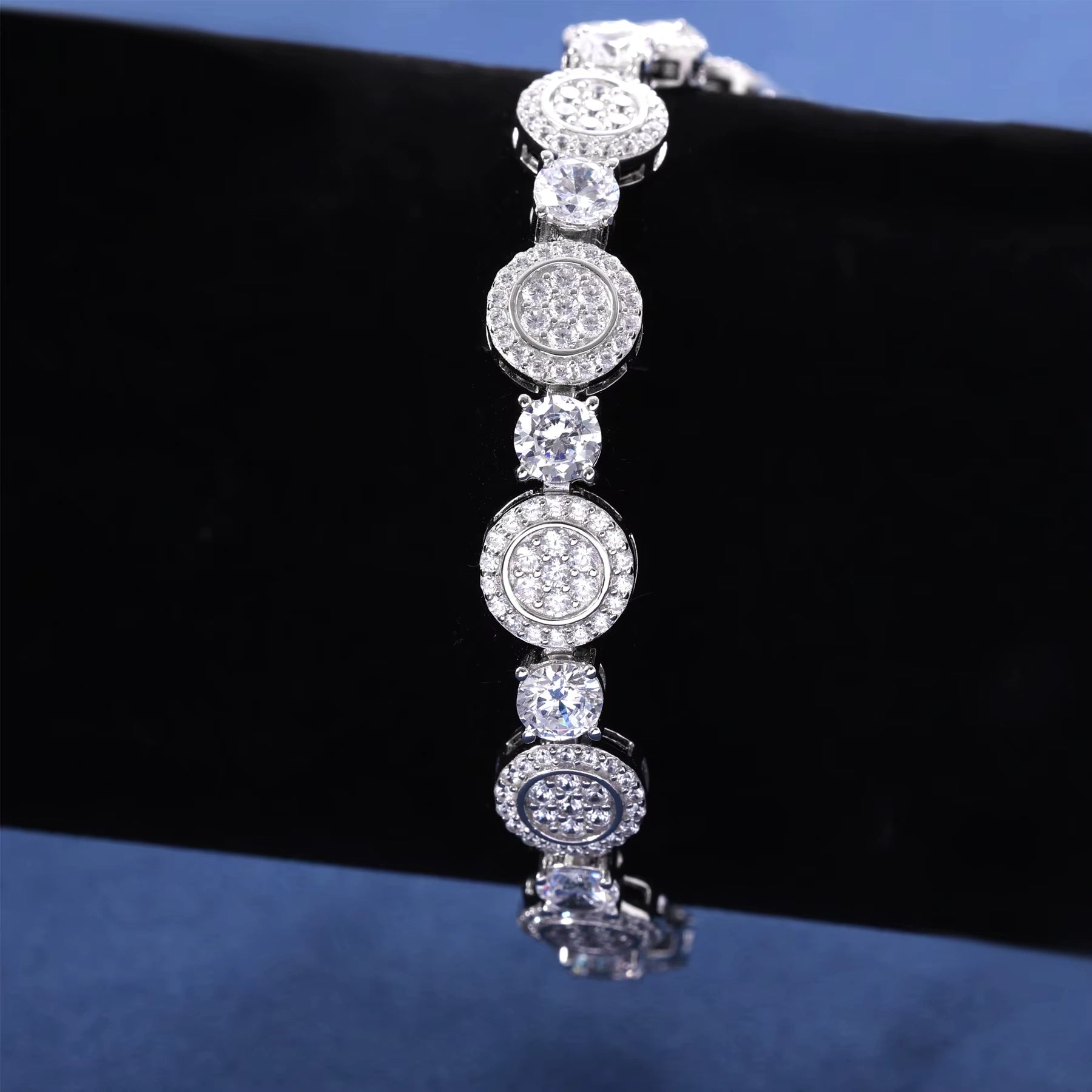 New Design Men GRA Certificated Stylish S925 Silver Non Tarnish Vvs Moissanite Round 9mm Tennis Bracelet for Wedding Gift