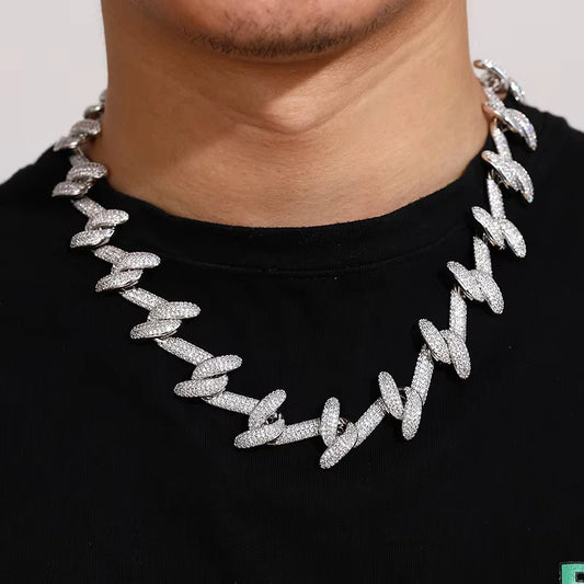 Ice Stone 23mm S-Shape Gold Plated Cuban Chain