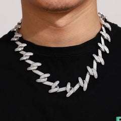 Ice Stone 23mm S-Shape Gold Plated Cuban Chain