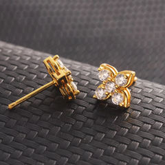 Ice Stone Four Leaf Cross Moissanite Silver Earrings