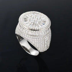 Sparkling Rapper Jewlery for Man Micro VVS D Round Baguette Moissanite Ring Pass Diamond Tester 925 Silver Ring Jewelry
