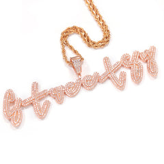 Ice Stone Double Layer Brush Font Iced Out Custom Necklace
