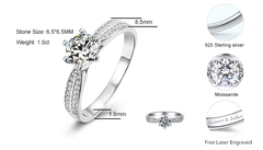 Ice Stone 1.0ct Classic Moissanite Bridal Engagement Ring