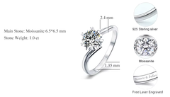 Ice Stone 1.0ct VVS Moissanite Sterling Silver Ring