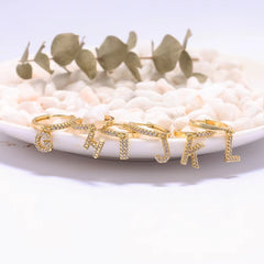 Ice Stone Wholesale Cubic Zirconia Letter Diamond Huggie Earrings
