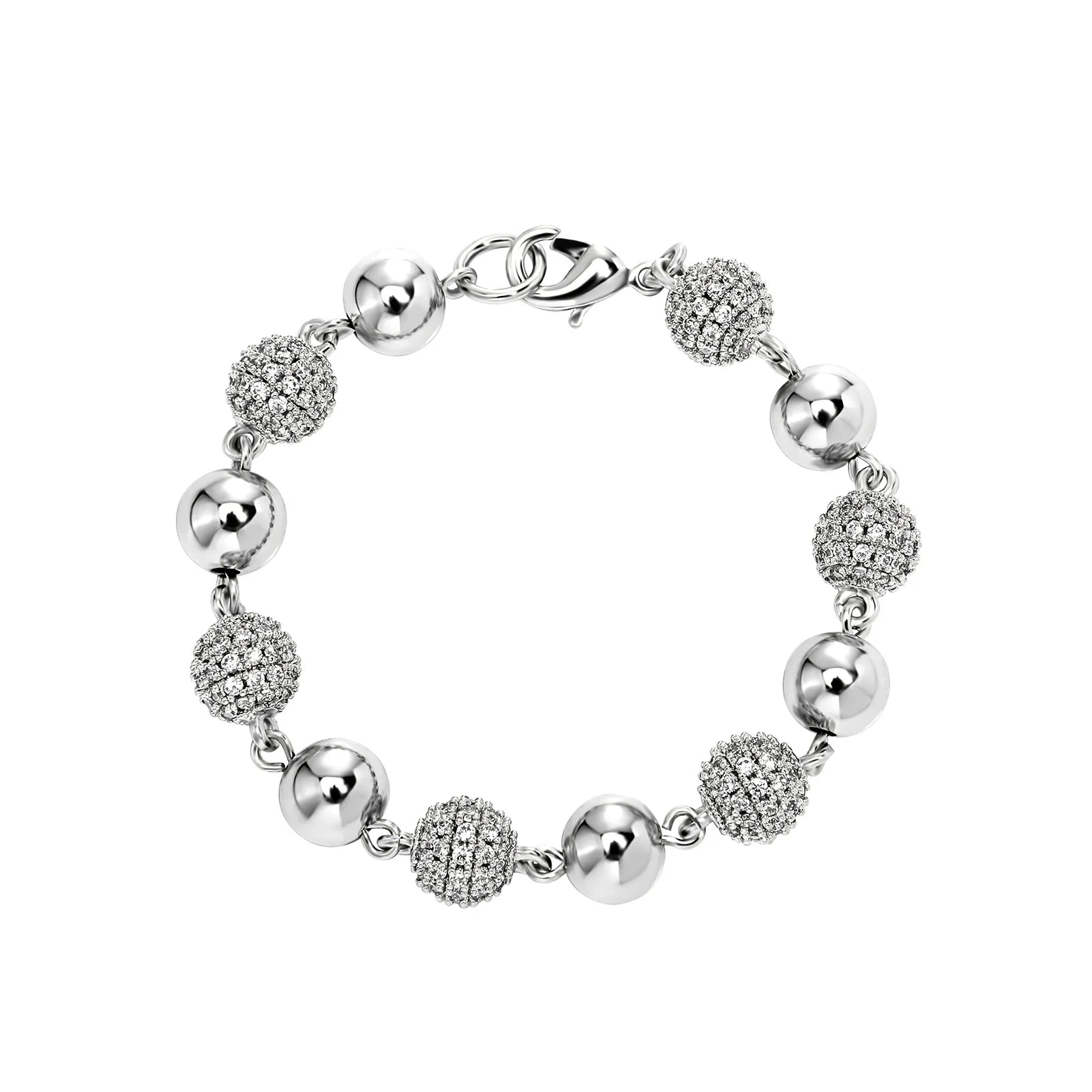 Ice Stone 6mm 8mm Punk Style Ball Bracelet