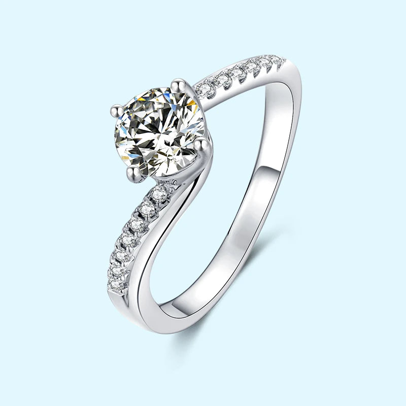 Fashion Diamond Jewelry 2021 1.0 Carat 925 Sterling Silver Moissanite Ring Luxury Jewelry Wedding Rings for Women Engagement