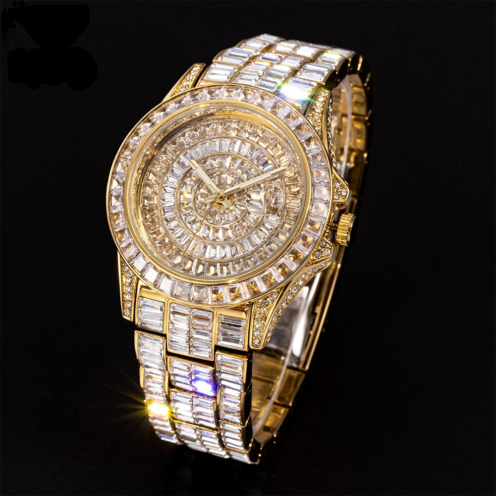 Ice Stone 2025 Unique Shiny Bling Baguette Rhinestone Hip Hop Watch