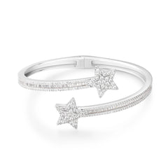 Exquisite Bling Bling Baguette VVS D Moissanite Diamond Bangle Trendy 925 Sterling Silver Star Bracelet Jewelry for Women Men