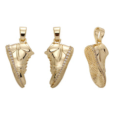Ice Stone Shoe Pendant Gold Plated Jewelry