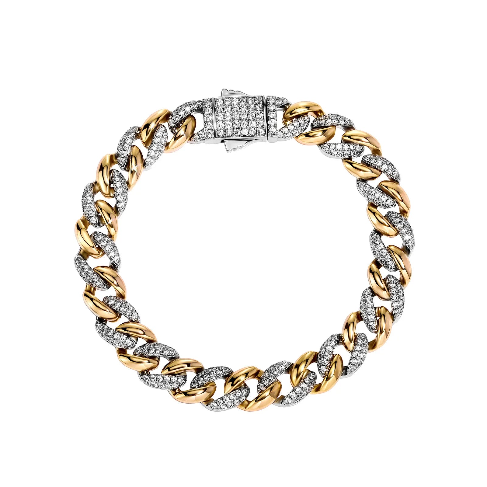 Ice Stone 9mm 14mm Mixed Color Cuban Bracelet