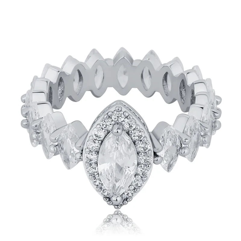 2022 Iced out CZ women fashion ring gold rose gold bling bling diamond CZ stone full paved wedding party women ring