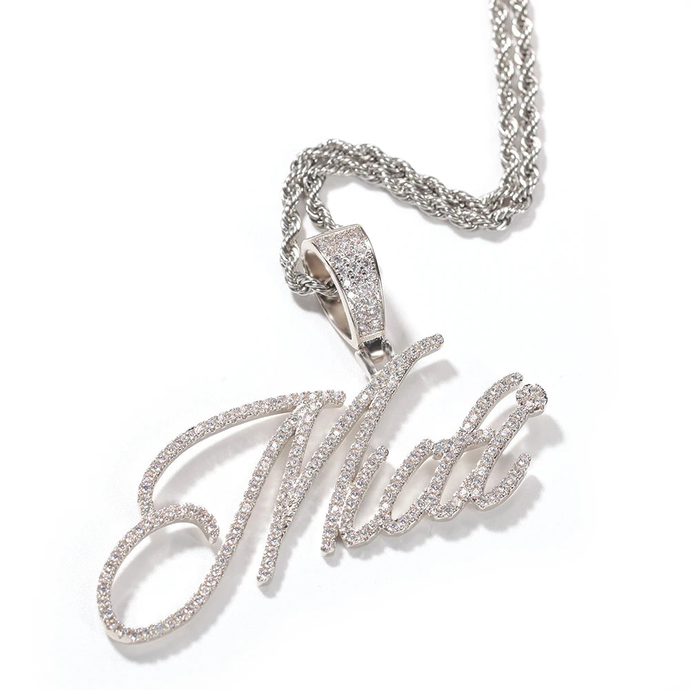 TOP ICY Custom Small Flower Cursive initial Letter Necklaces for Women Name Necklace AAA Cubic Zirconia Letters Fashion Jewelry