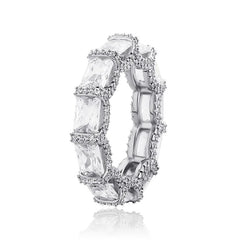 Top Icy New Arrival Fashion Rings AAA Cubic Zircon CZ silver Full Diamond Baguette Ring