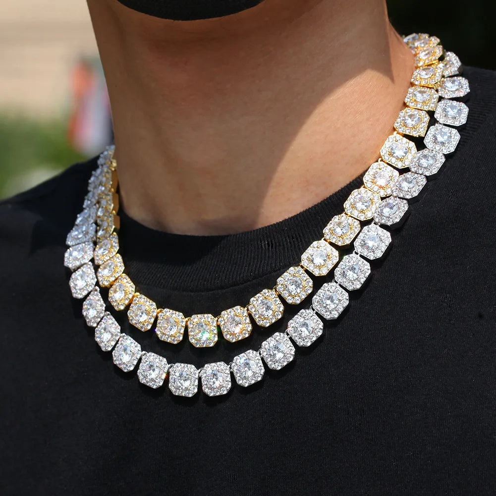 Hip Hop Jewelry Rock Travis Scott 14k 18k Gold Plated Full Diamond Tennis Bracelet Men CZ Diamond Necklace Iced Out Tennis Chain