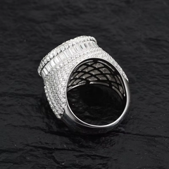 Ice Stone VVS Moissanite Micro Baguette Silver Ring