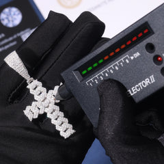 Ice Stone Paved Moissanite Cross Pendant Necklace