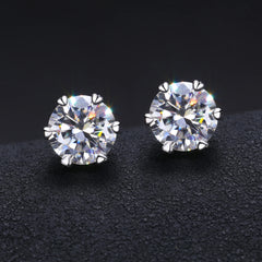 Pass Diamond Tester Six Claw Moissanite Stud 925 Sterling Silver Fine Jewelry Earrings Valentines Day Gift Earrings Women