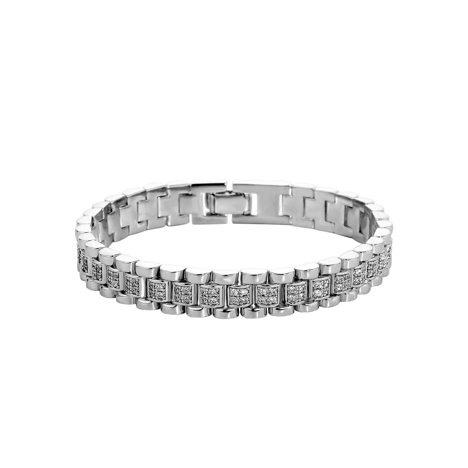 Top Icy 10mm 14mm Watchband Style Cuban Bracelet Gold Plated AAA Cubic Zircon Iced Out Men Necklace Bracelet Set