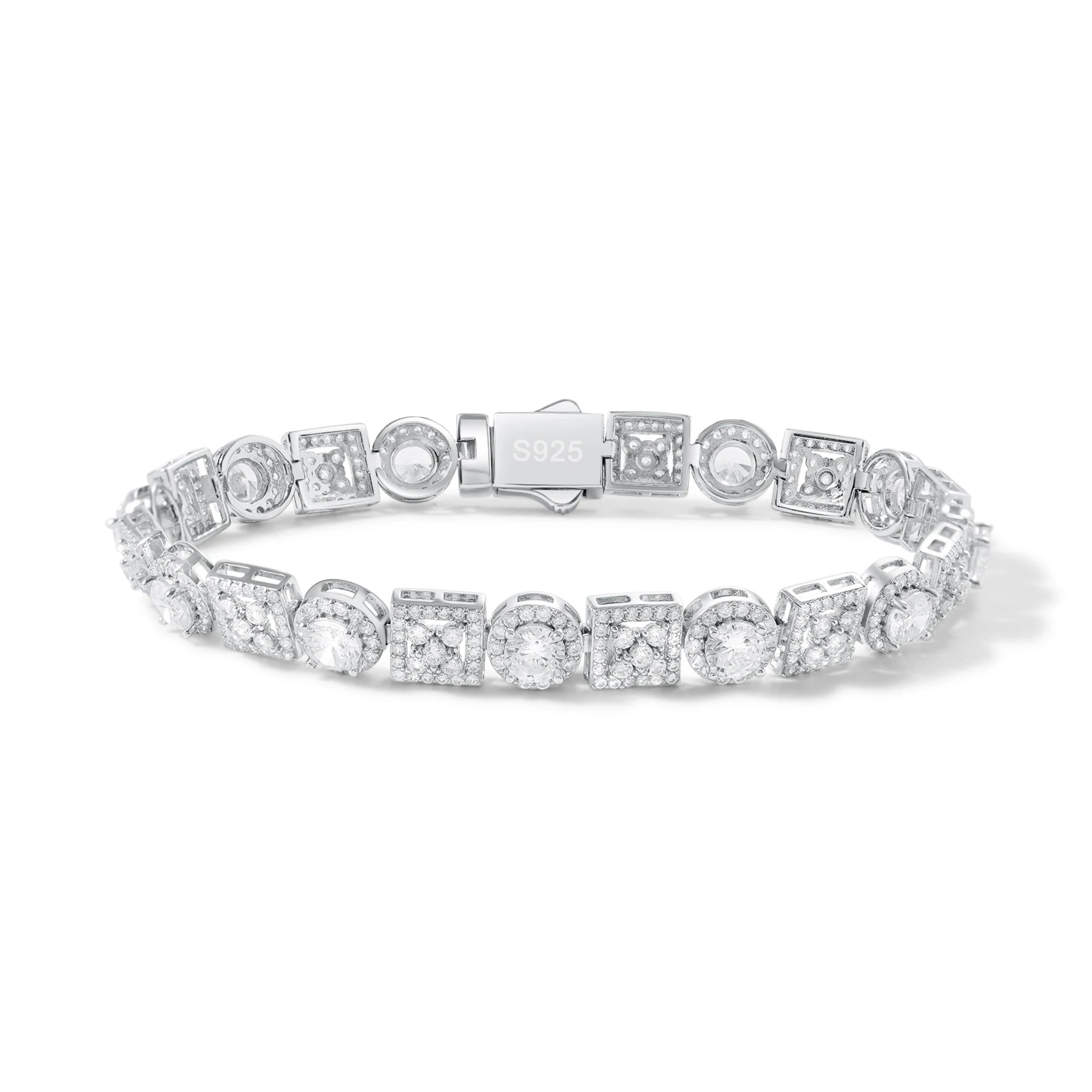 New Style VVS D Moissanite Diamond Fine Jewelry Hip Hop Square Geometric 925 Solid Silver D Color Moissanite Bracelet