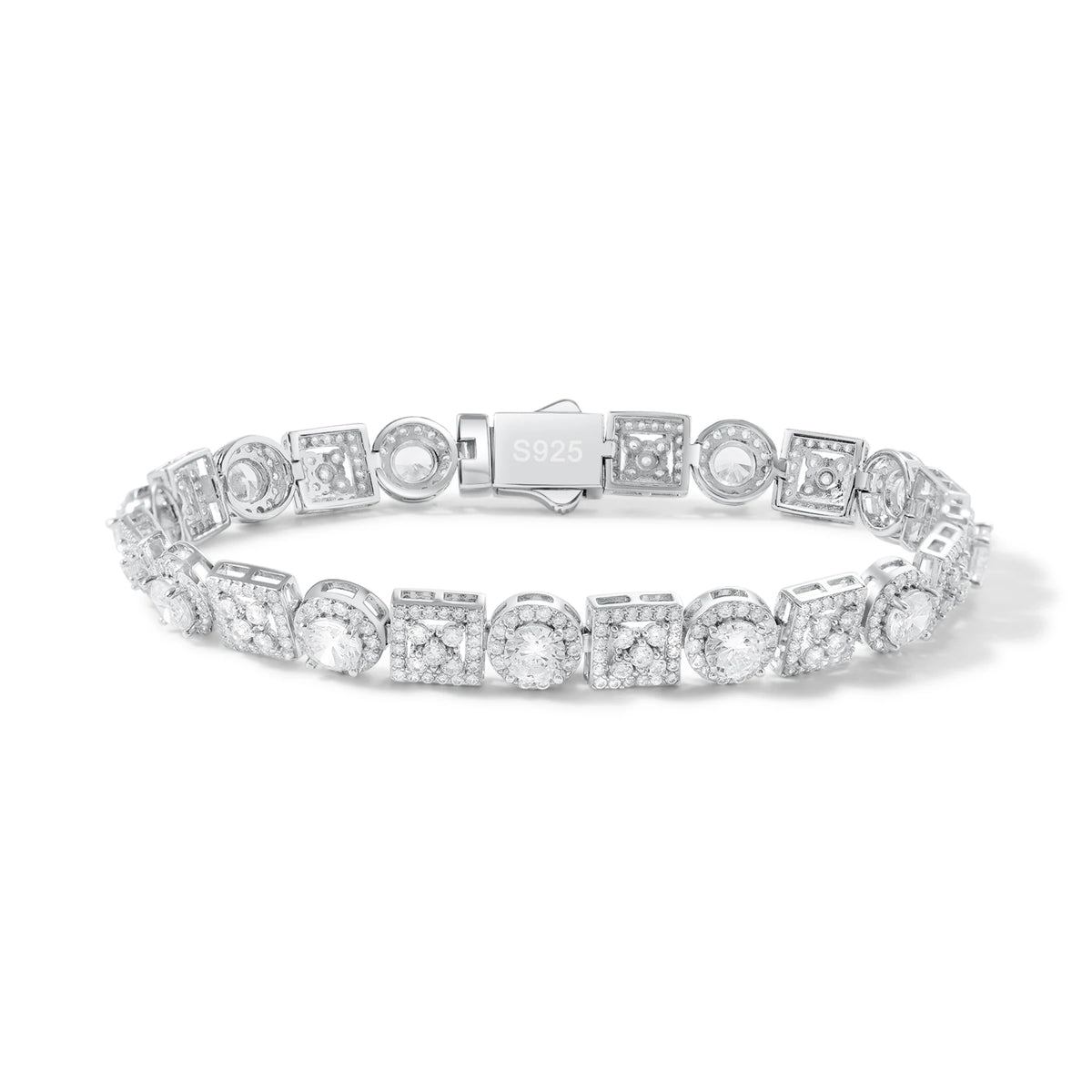 New Style VVS D Moissanite Diamond Fine Jewelry Hip Hop Square Geometric 925 Solid Silver D Color Moissanite Bracelet