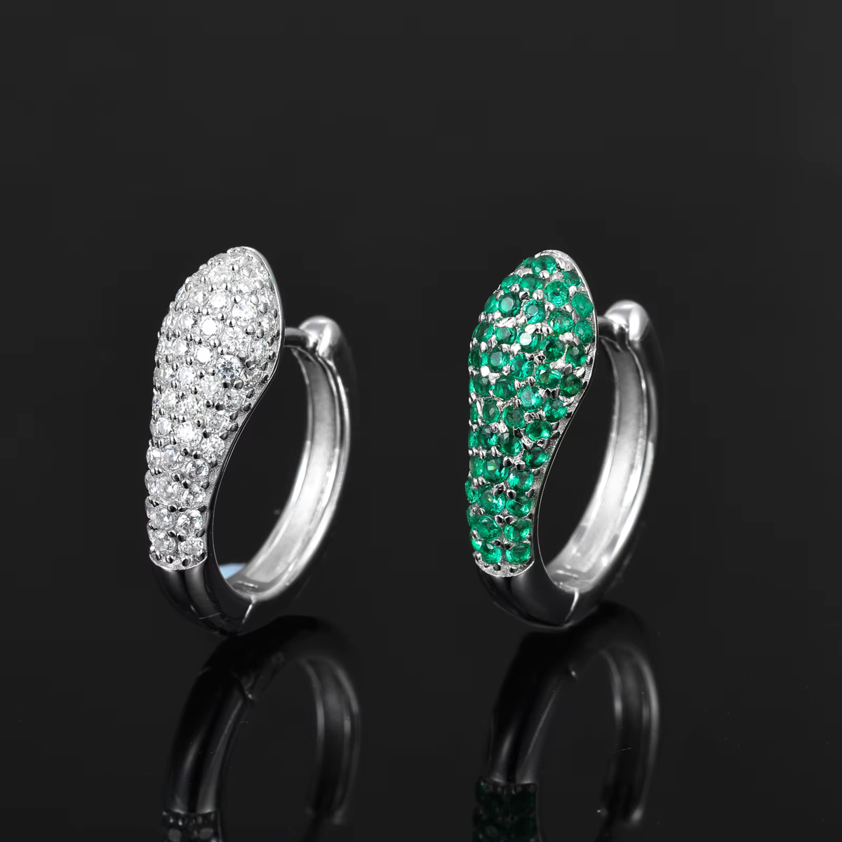 Ice Stone Gold Plated Moissanite Snake Hoop Earrings