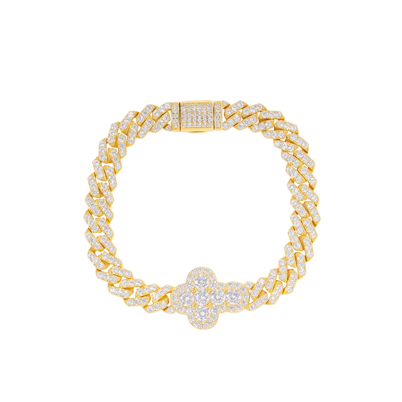 Hot Selling Luxury 8mm Cross Mossanite Bracelet Iced Out VVS Diamond Hip Hop Jewelry 925 Silver Cross Cuban Bracelet for Party