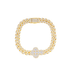 Hot Selling Luxury 8mm Cross Mossanite Bracelet Iced Out VVS Diamond Hip Hop Jewelry 925 Silver Cross Cuban Bracelet for Party