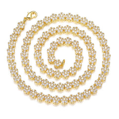 Top Icy 8mm Flower Shape Diamond AAA Cubic Zirconia Tennis Chain Cute Women Necklace Bling Tennis Necklace